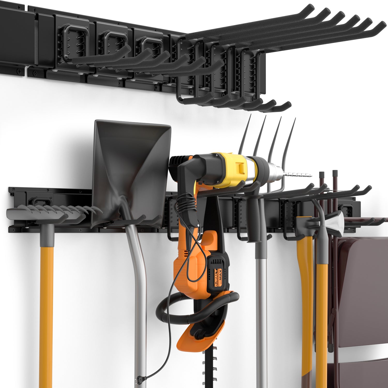 INCLY 48" Garage Tool Organizer Wall Mount – Heavy Duty 600lb Capacity Rack With 6 Adjustable Hooks & 3 Tracks