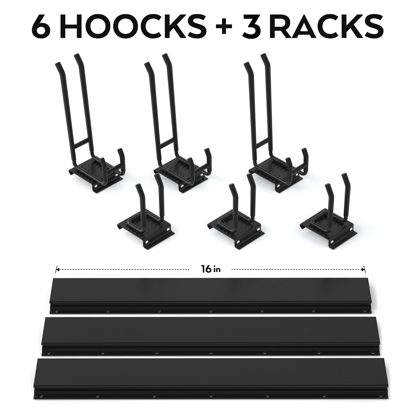 INCLY Garage Tool Organizer Wall Mount, 48 Inch Garage Organization and Storage Rack Load 400lbs, Heavy Duty Garden Yard Tool Organizer with 3 Racks and 6 Storgae Hooks for Shovels, Rakes, Chairs