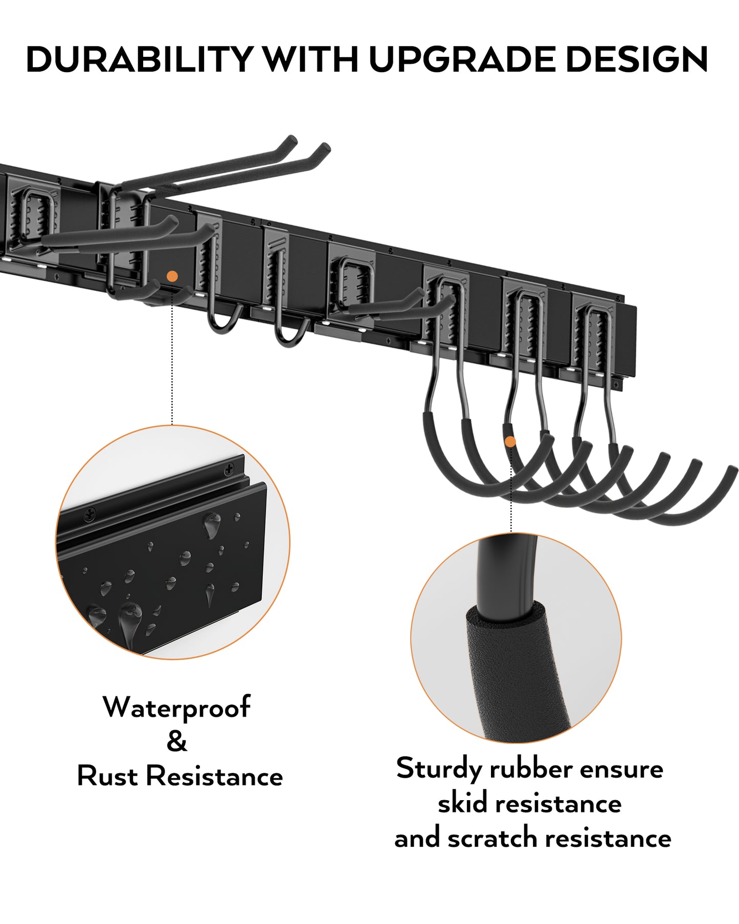 INCLY Garage Tool Organizer Wall Mount, 64 Inch Garage Organization and Storage Rack Load 600lbs, Heavy Duty Garden Yard Tool Organizer with 4 Racks and 9 Storgae Hooks for Shovels, Rakes, Chairs