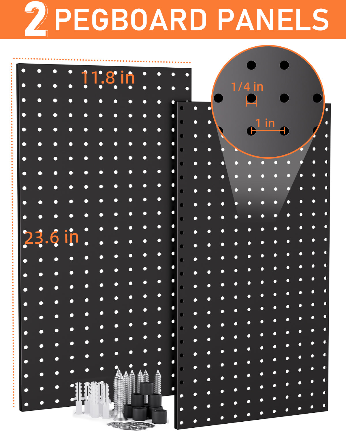 INCLY 100PCS Black Pegboard Wall Organizer Kit, 24x24 Inch Metal Pegboard Panels Utility Tool Organizer with Hooks & Paper Towel Holder, Pegboard Storage System for Garage Workbench Shed