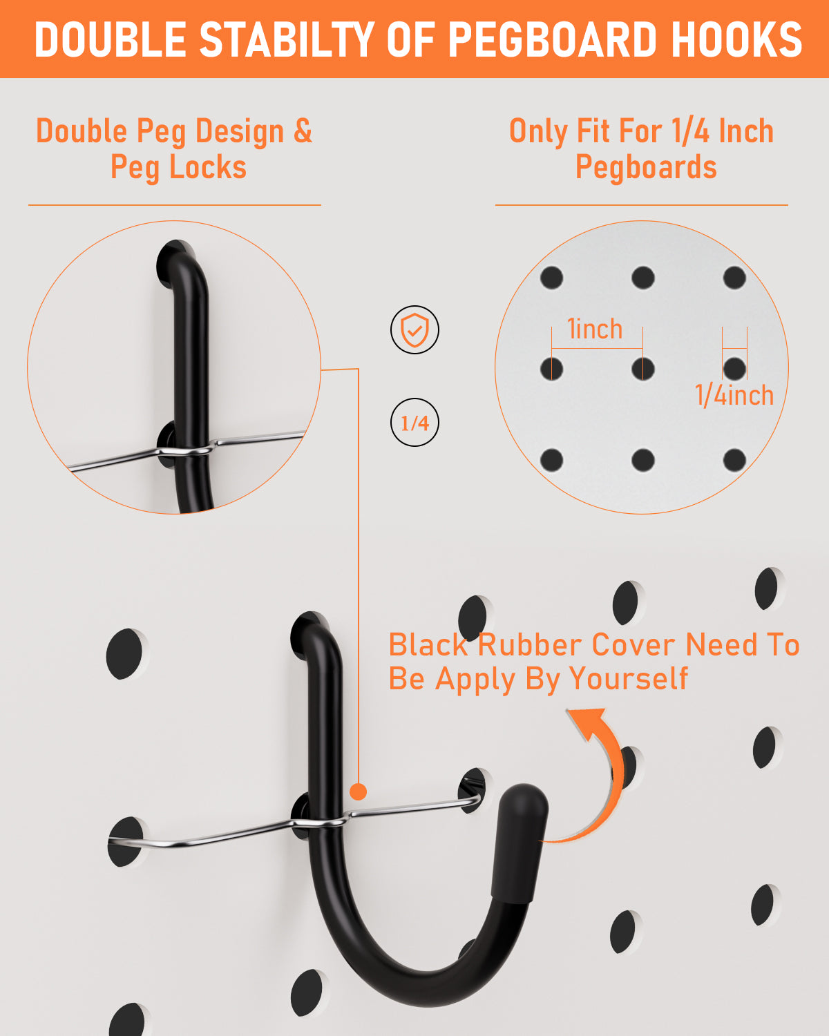 INCLY 276PCS Extra Thick 1/4" Pegboard Accessories Organizer Kit, Heavy Duty Black Pegboard Hooks with Bins & Paper Towel Holder, Peg Board Hook Assortment for Garage Wall Attachments Hanging Tools