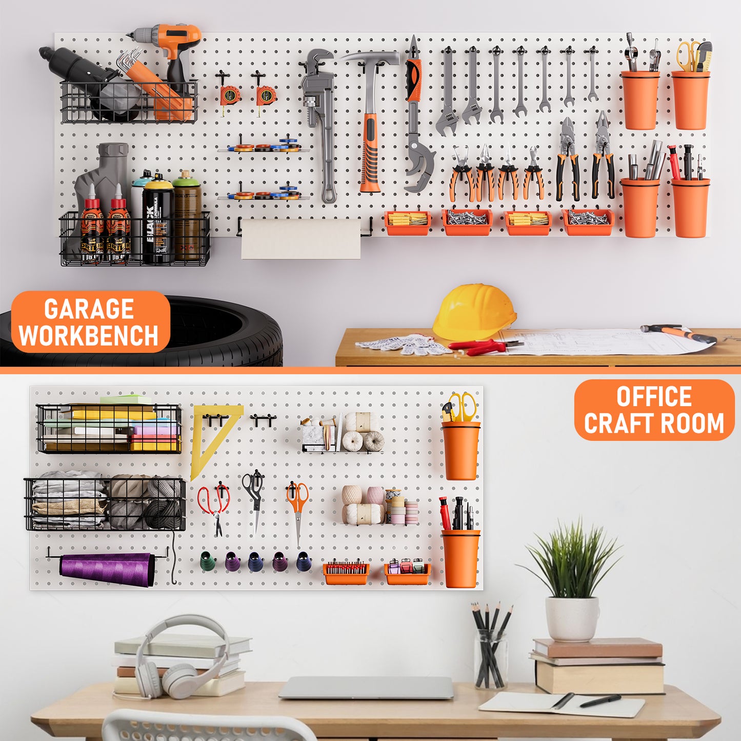 INCLY 40PCS Peg Board Organizer Accessories, 1/4 Inch Black Pegboard Hooks Assortment with Upgraded Bins & Cups, Wire Baskets and Paper Towel Holder for 1/4“ Peg Board Garage Workbench Craft Room