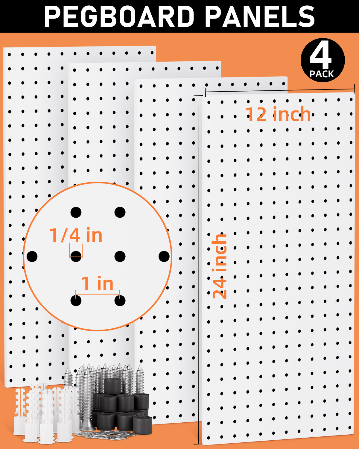 INCLY 158PCS Metal Pegboard Wall Organizer, 48x24 Inch Black Pegboard Panels Tool Organizer Kit with Accessories Hooks and Bins, Peg Board Utility Tool Storage for Garage Workbench Shed