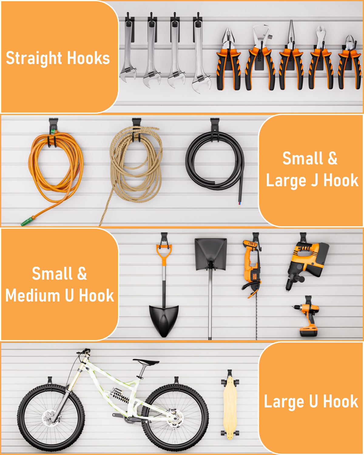 INCLY 36 Pack Heavy Duty Slatwall Hooks, Black Slatwall Panel Accessories Assortment, Slat Wall Hanging Hooks and Hangers for Garages, Sheds, Basements, Retail Stores