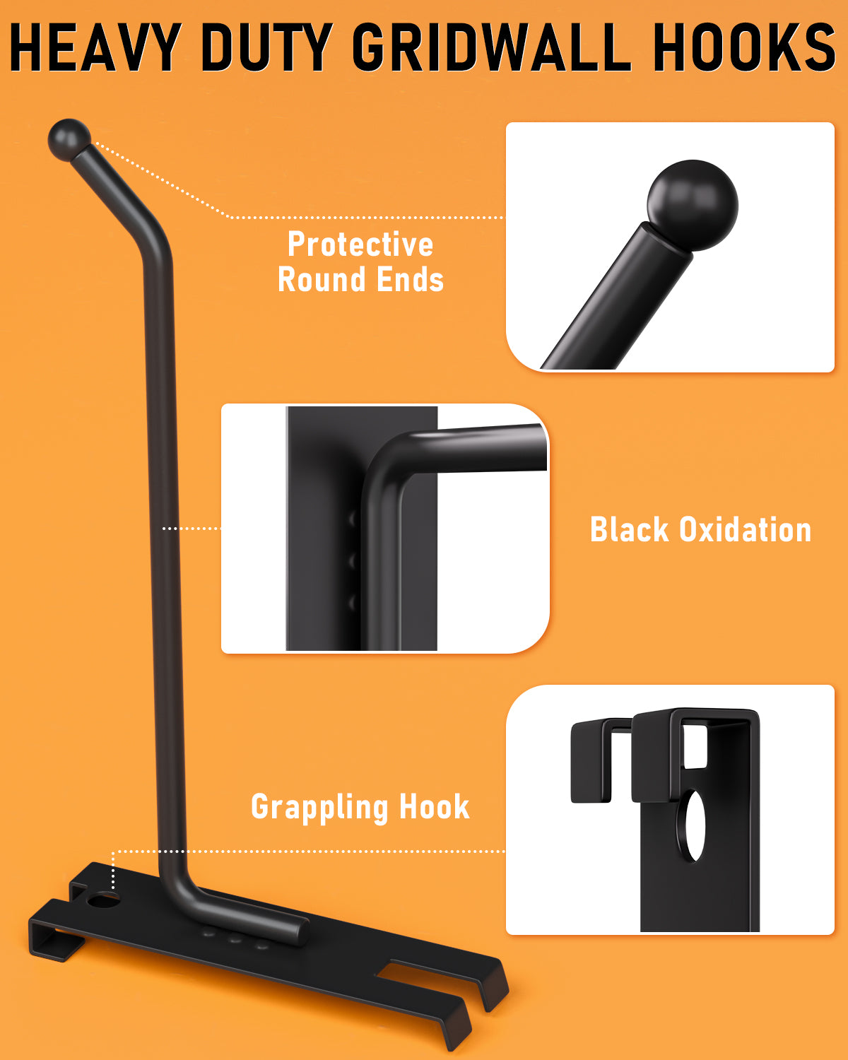 INCLY 2/4/6 Inch Gridwall Hooks, 60 Pack Heavy Duty Black Display Hooks for Grid Wall Panels, Grid Wall Accessory for Storage Display Clothes in Retail Shop Garage