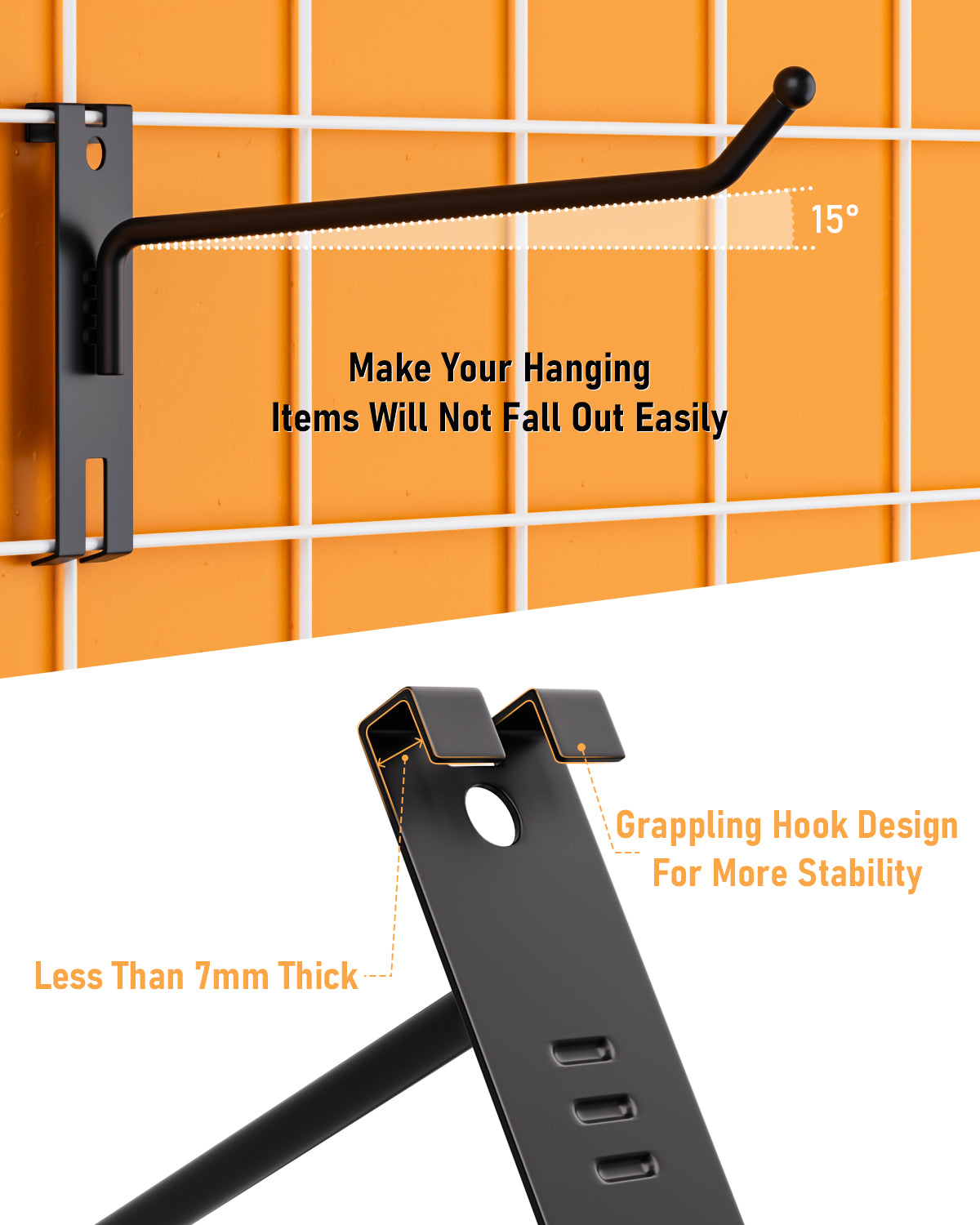 INCLY 2/4/6 Inch Gridwall Hooks, 60 Pack Heavy Duty Black Display Hooks for Grid Wall Panels, Grid Wall Accessory for Storage Display Clothes in Retail Shop Garage