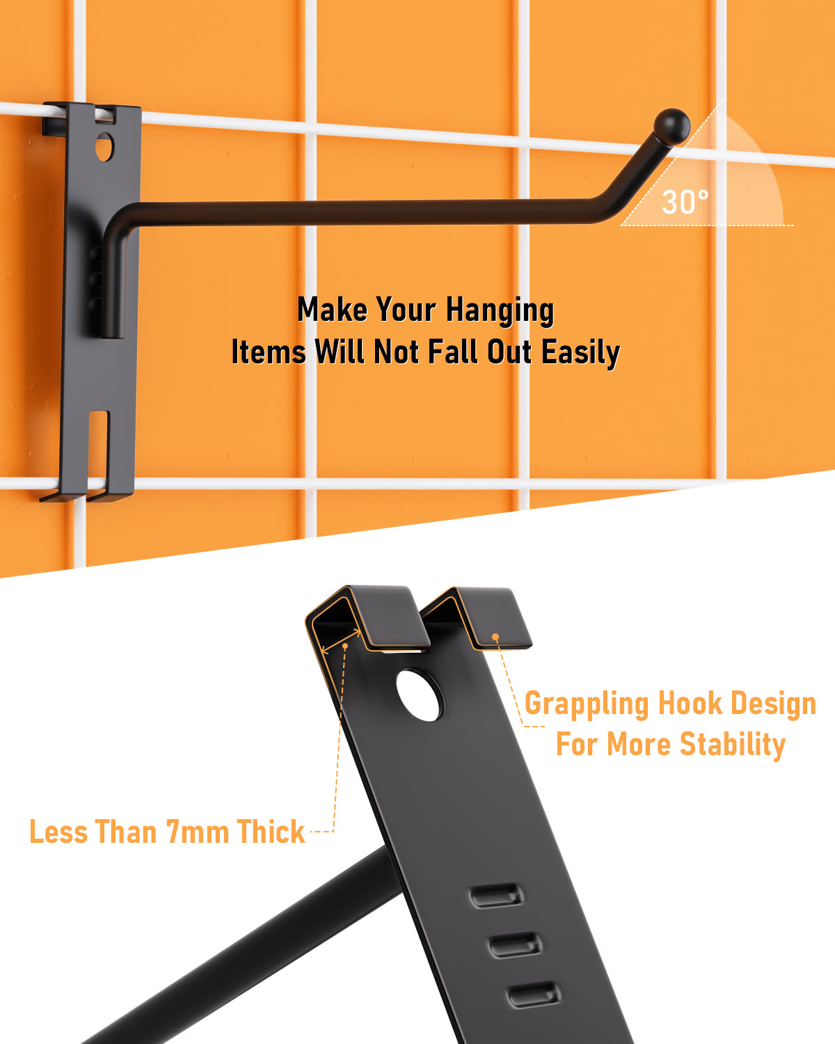 INCLY 2/4/6 Inch Gridwall Hooks, 60 Pack Heavy Duty Black Display Hooks for Grid Wall Panels, Grid Wall Accessory for Storage Display Clothes in Retail Shop Garage
