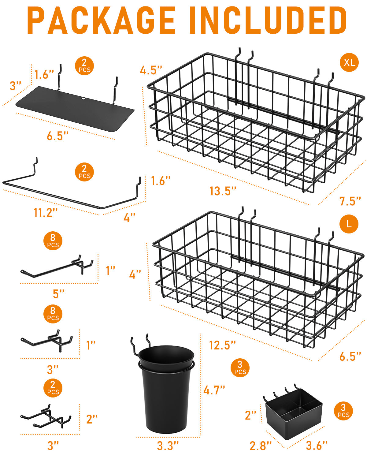 INCLY 30PCS Peg Board Organizer Accessories Kit, Pegboard Hooks Assortment with Bins, Cups, Wire Baskets and Paper Towel Holder for 1/8“ and 1/4” Pegboard Garage Workbench Craft Room Organizing Tools