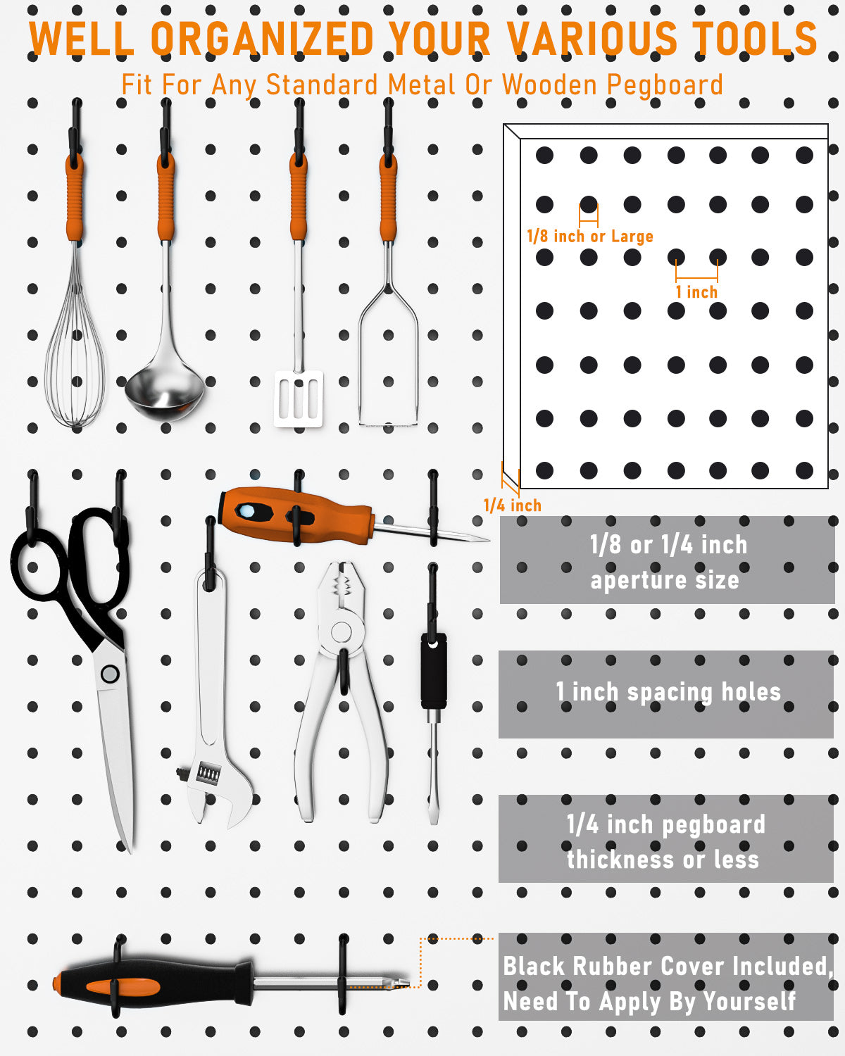 INCLY 30PCS Peg Board Organizer Accessories Kit, Pegboard Hooks Assortment with Bins, Cups, Wire Baskets and Paper Towel Holder for 1/8“ and 1/4” Pegboard Garage Workbench Craft Room Organizing Tools