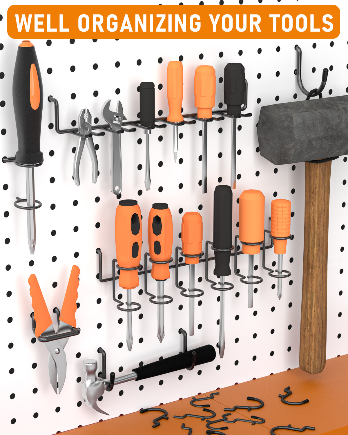 INCLY 176PCS Extra Thick Black Pegboard Hooks Set, 1/4" Heavy Duty Metal Peg Board Hook Assortment with Peg Lock Pegboard Accessories for Garage Wall Organizer Hanging Tools