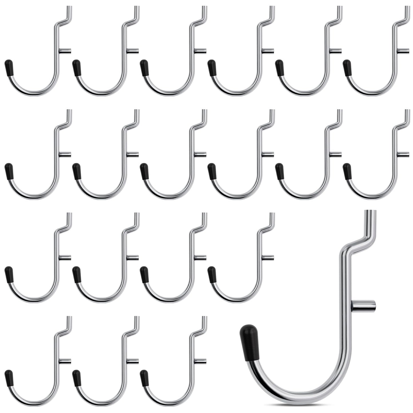 INCLY 1/4 Inch Pegboard Hooks, 100PCS Heavy Duty Metal Pegboard J Hooks Accessories with Peg Locks & Rubber Tipped, Peg Board Tool Hangers Fit 1/4" Pegboard for Wall Hanging Tools or Display Jewelry