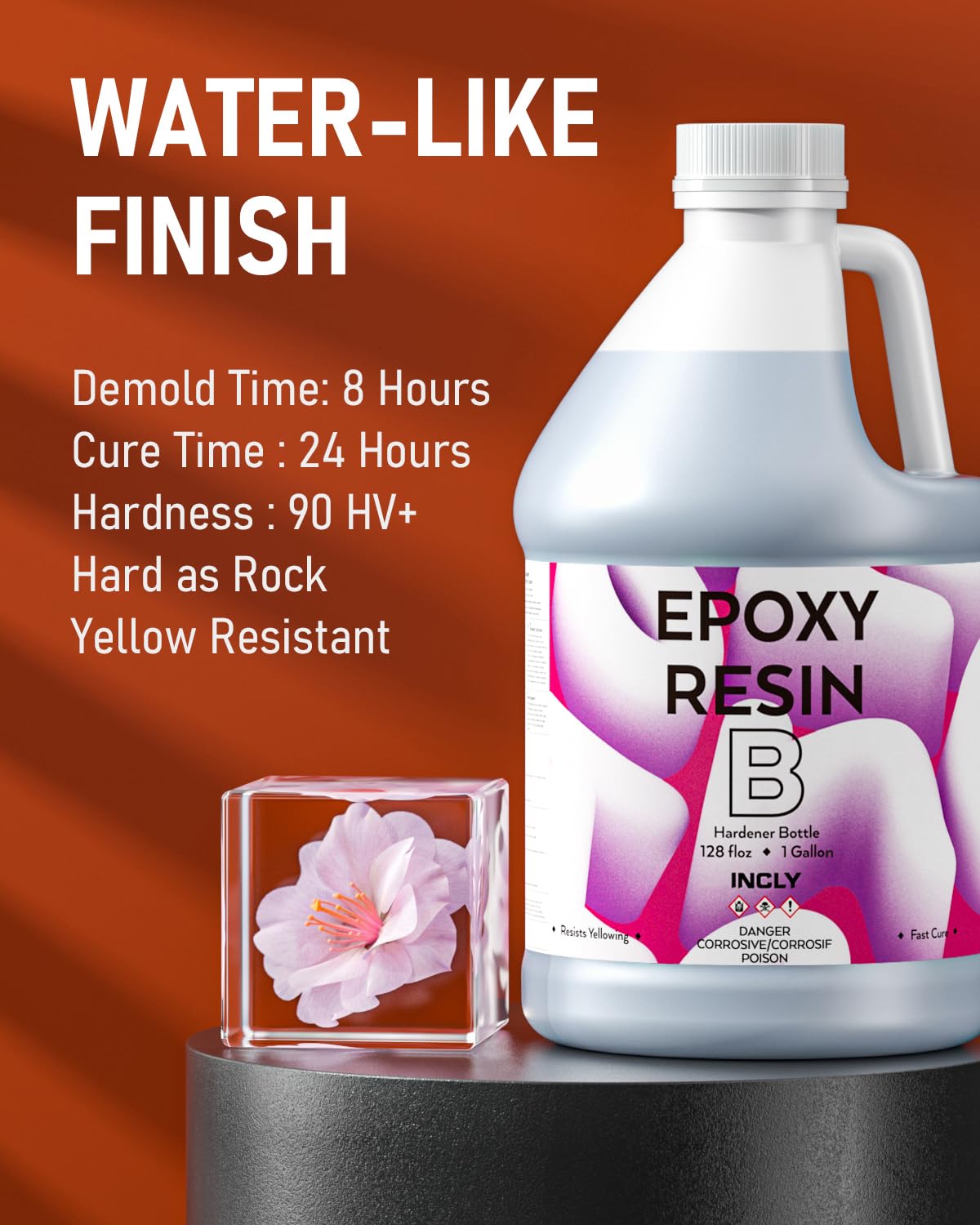 INCLY 2 Gallon Crystal Clear Epoxy Resin Kit, High Gloss & Bubbles Free Resin Supplies Coating & Casting for Table Top, Countertop, River Table,Wood, Jewelry Making, Art Craft, Self Leveling 1:1