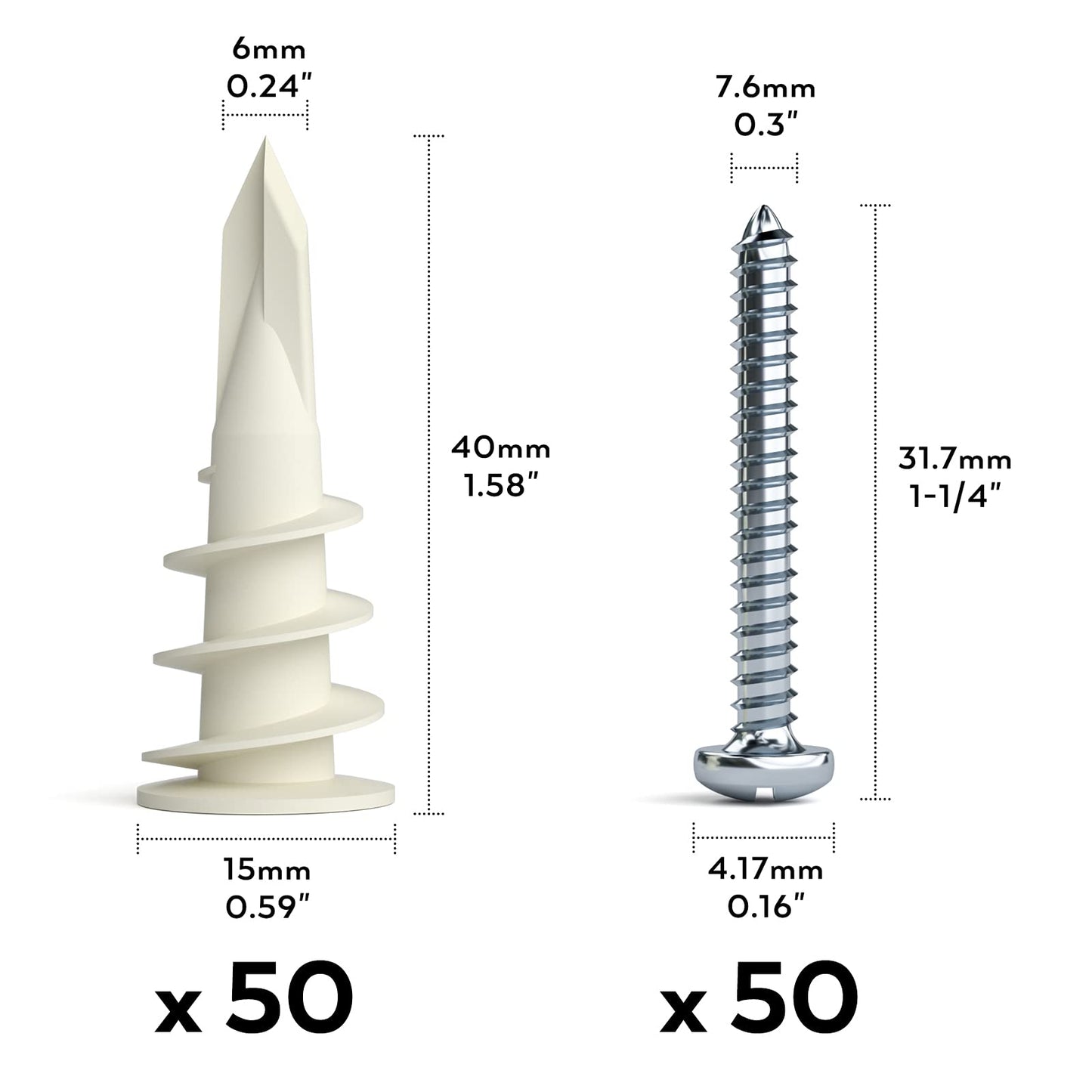 INCLY 100 PCS Plasterboard Fixings Screws and Raw Plugs Kit, Heavy Duty Plaster board Wall Plug with Metal Screws Set for Drywall Hangings Stuff with Assorted Case