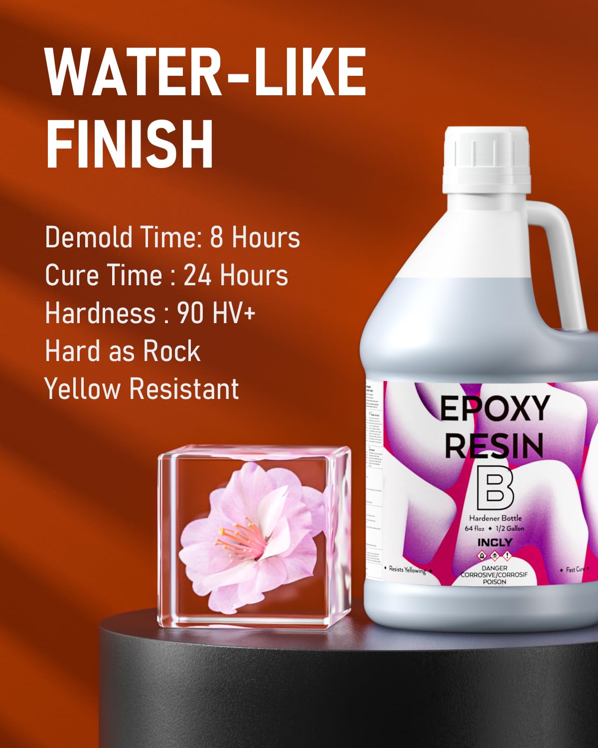 INCLY 1 Gallon Epoxy Resin Kit - Crystal Clear, Bubbles Free, UV Resistant, Food Safe for Coating & Casting, Table Top, Wood, Jewelry, Mica Pigment Powder, Art, Craft, 1:1 Ratio