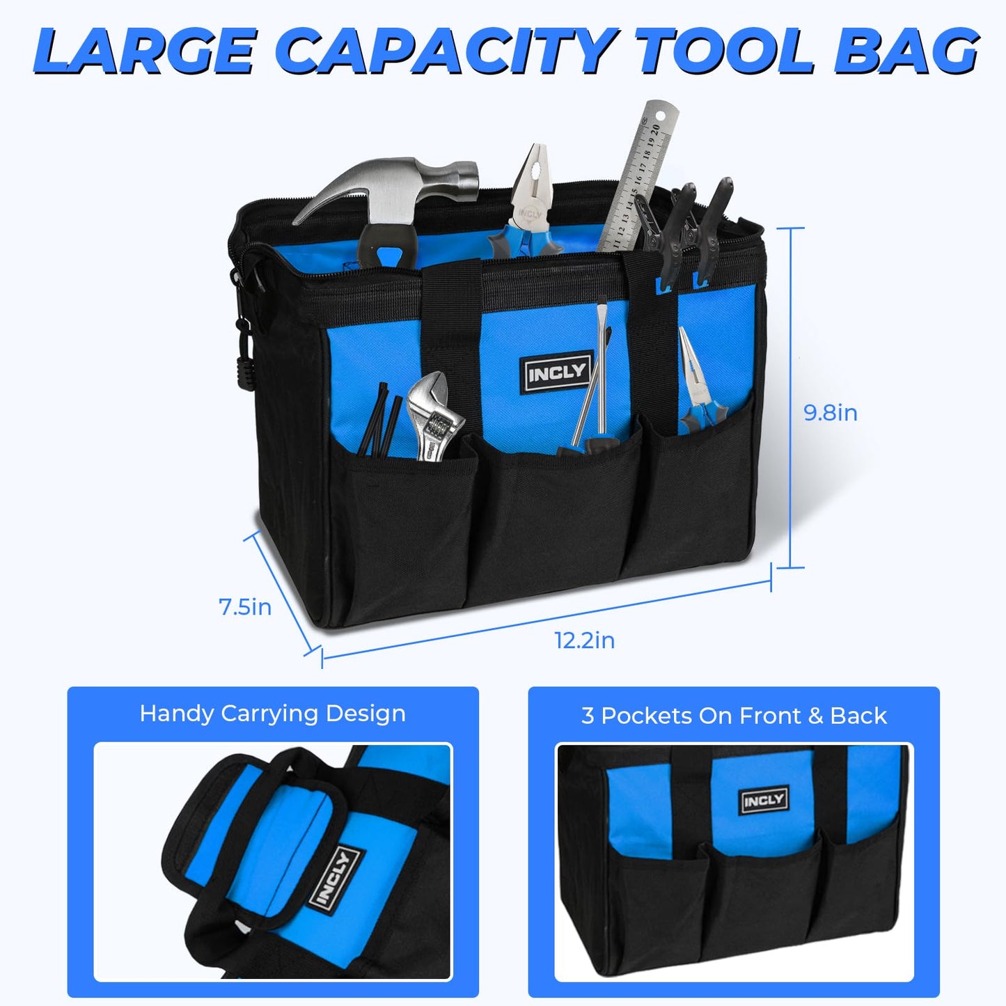 INCLY 24 PCS Real Tool Set with Tool Bag, Small Real Hand Tools Kit, Construction Learning Tools Hammer Screwdriver for Home DIY Building and Woodworking