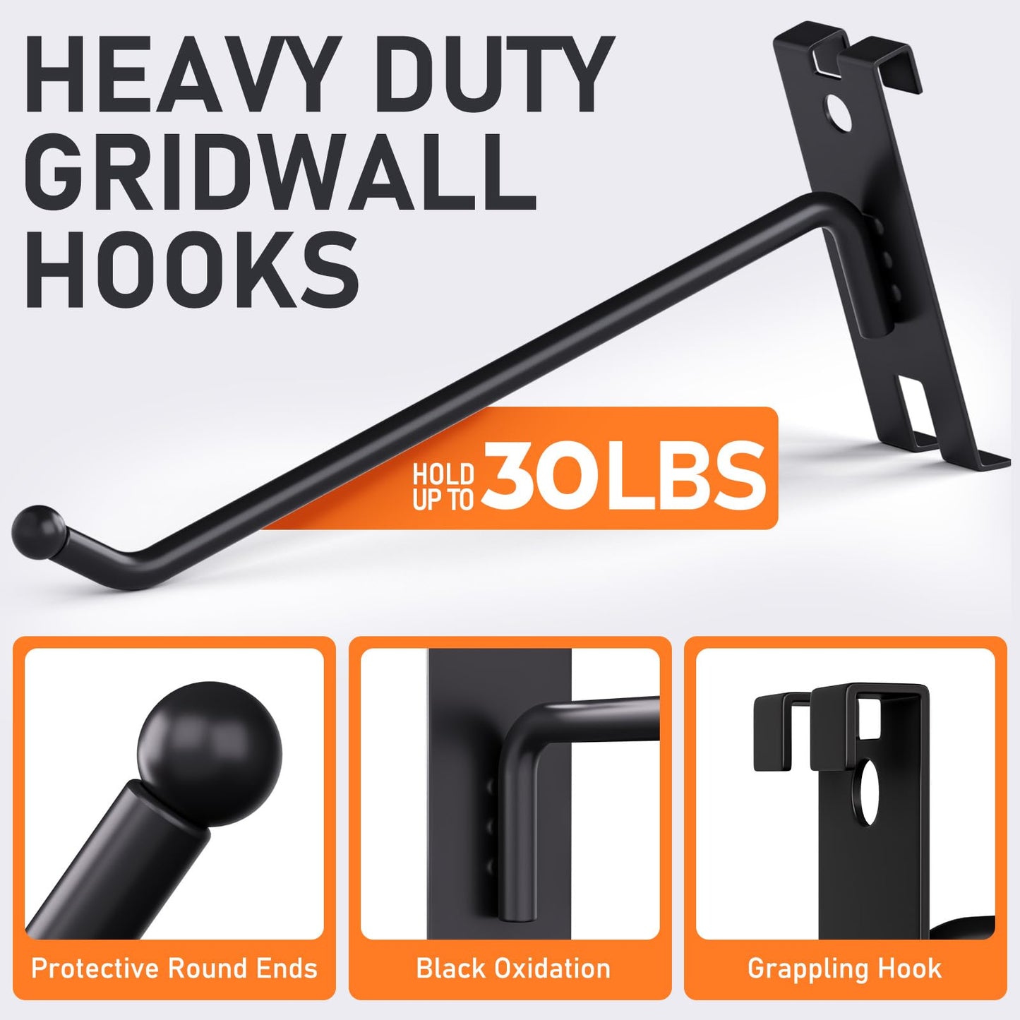 INCLY 6 Inch Gridwall Hooks, 60 Pack Heavy Duty Black Display Hooks for Grid Wall Panels, Gridwall Accessory for Storage Display Clothes in Retail Shop Garage