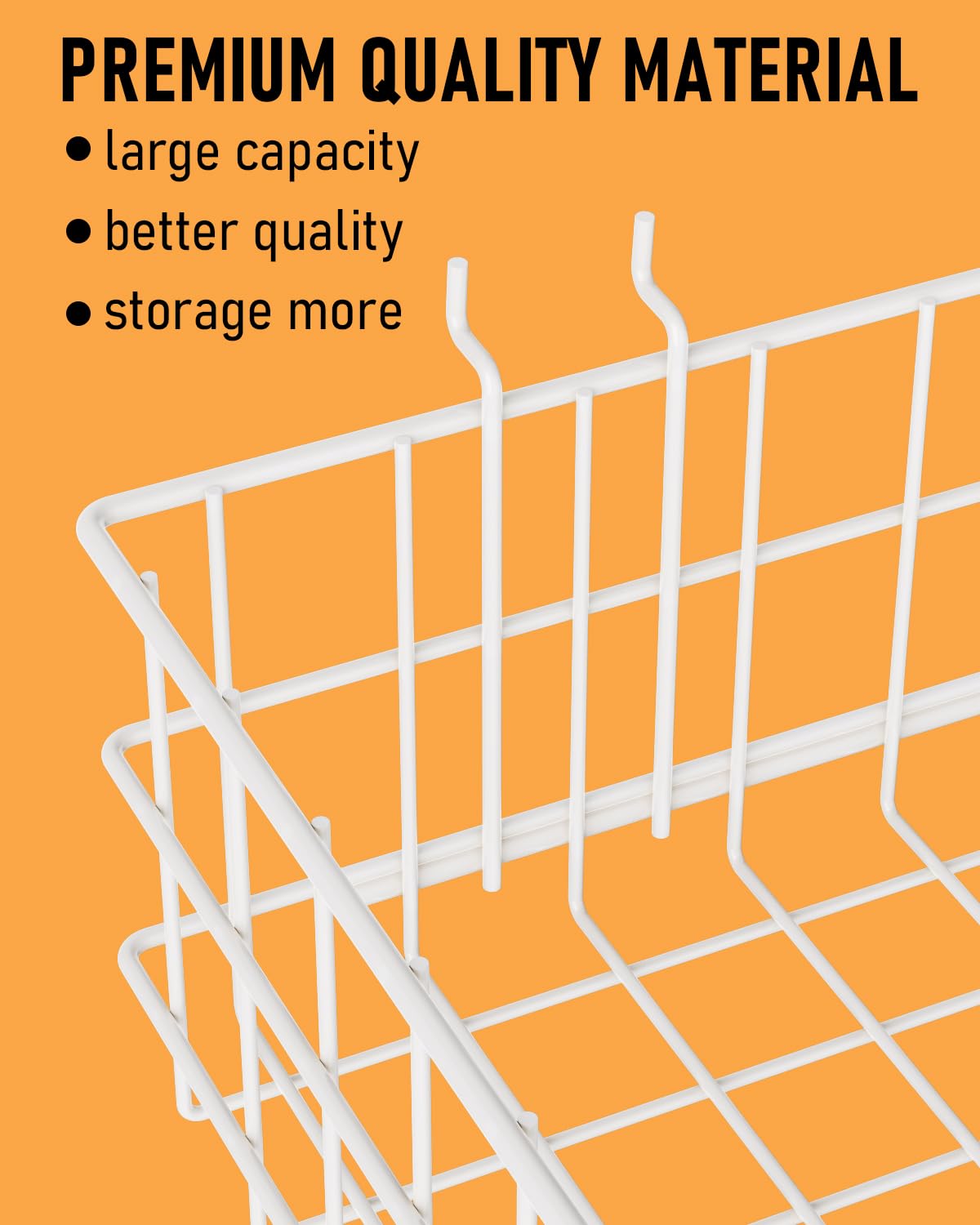 INCLY 4 Pack Pegboard Baskets Bins Set, 4 Size Square Style Metal White Wire Basket for Any Peg Board Organizing Tools, Pegboard Accessories for Workbench Garage Wall Storage Attachments