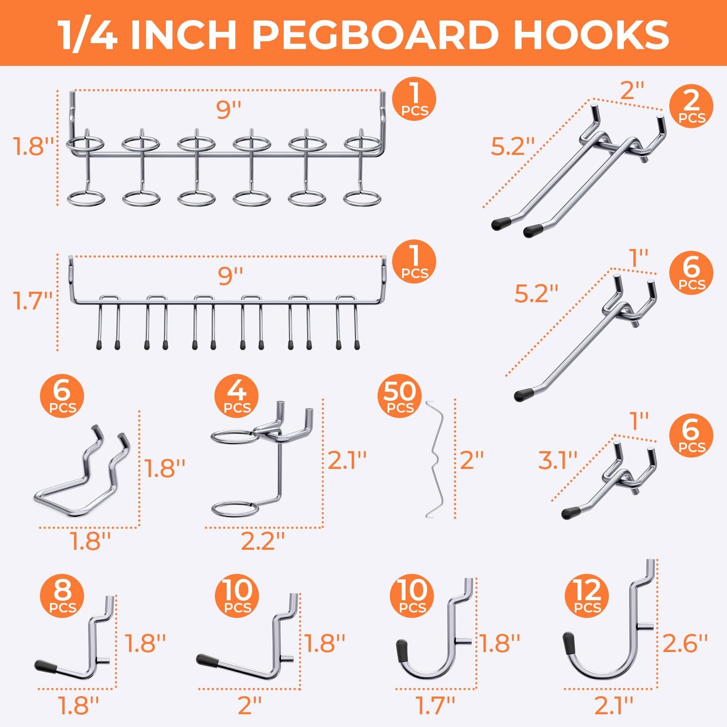 INCLY 70PCS Pegboard Wall Organizer, 4PCS Metal Peg Board Panels with 66PCS 1/4" Pegboard Hooks Accessories Kit, Black Peg Board for Walls Home, Garage Tool Storage, Workbench Organization
