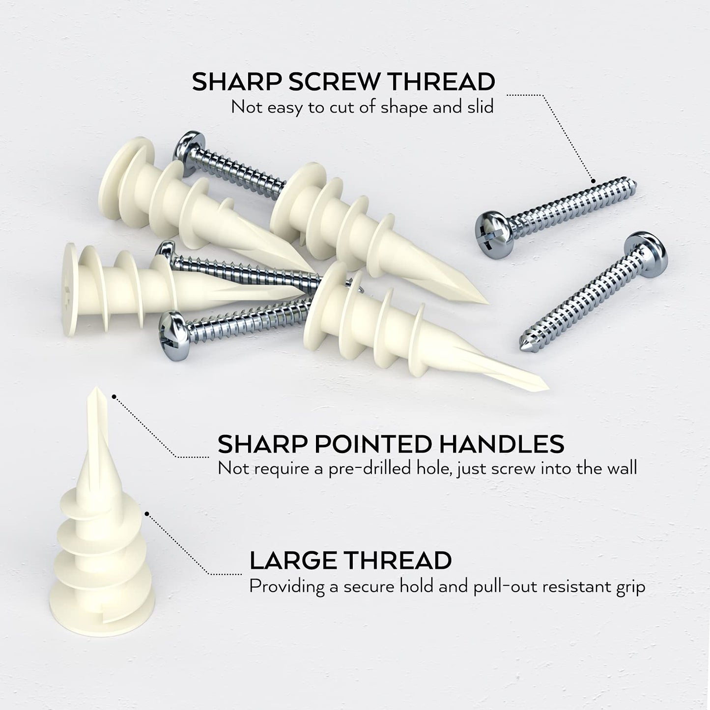 INCLY 100 PCS Plasterboard Fixings Screws and Raw Plugs Kit, Heavy Duty Plaster board Wall Plug with Metal Screws Set for Drywall Hangings Stuff with Assorted Case