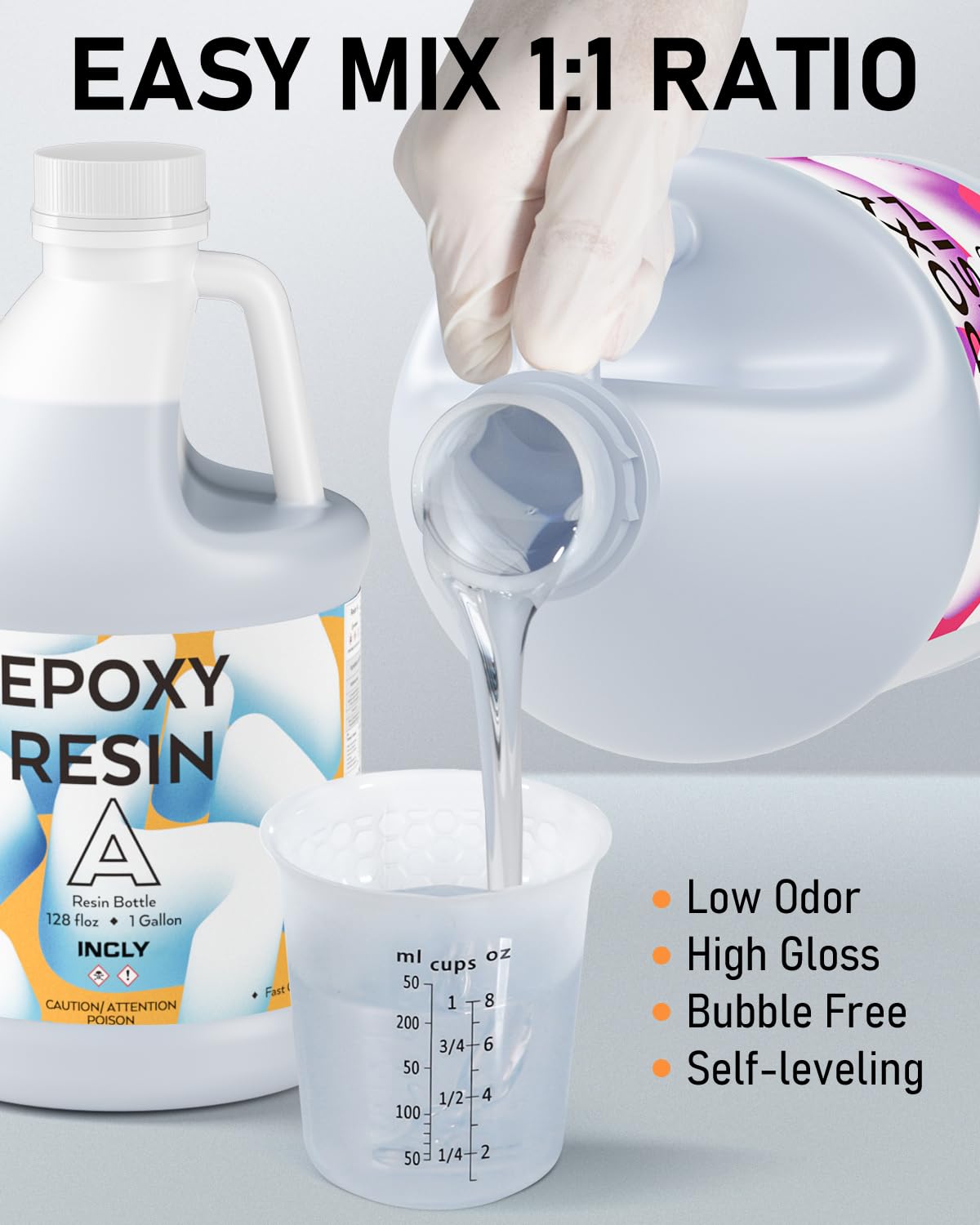 INCLY 2 Gallon Crystal Clear Epoxy Resin Kit, High Gloss & Bubbles Free Resin Supplies Coating & Casting for Table Top, Countertop, River Table,Wood, Jewelry Making, Art Craft, Self Leveling 1:1