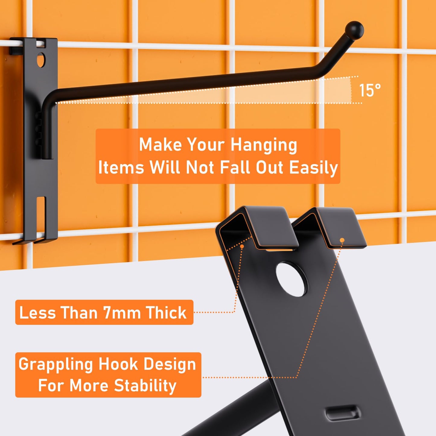 INCLY 6 Inch Gridwall Hooks, 60 Pack Heavy Duty Black Display Hooks for Grid Wall Panels, Gridwall Accessory for Storage Display Clothes in Retail Shop Garage