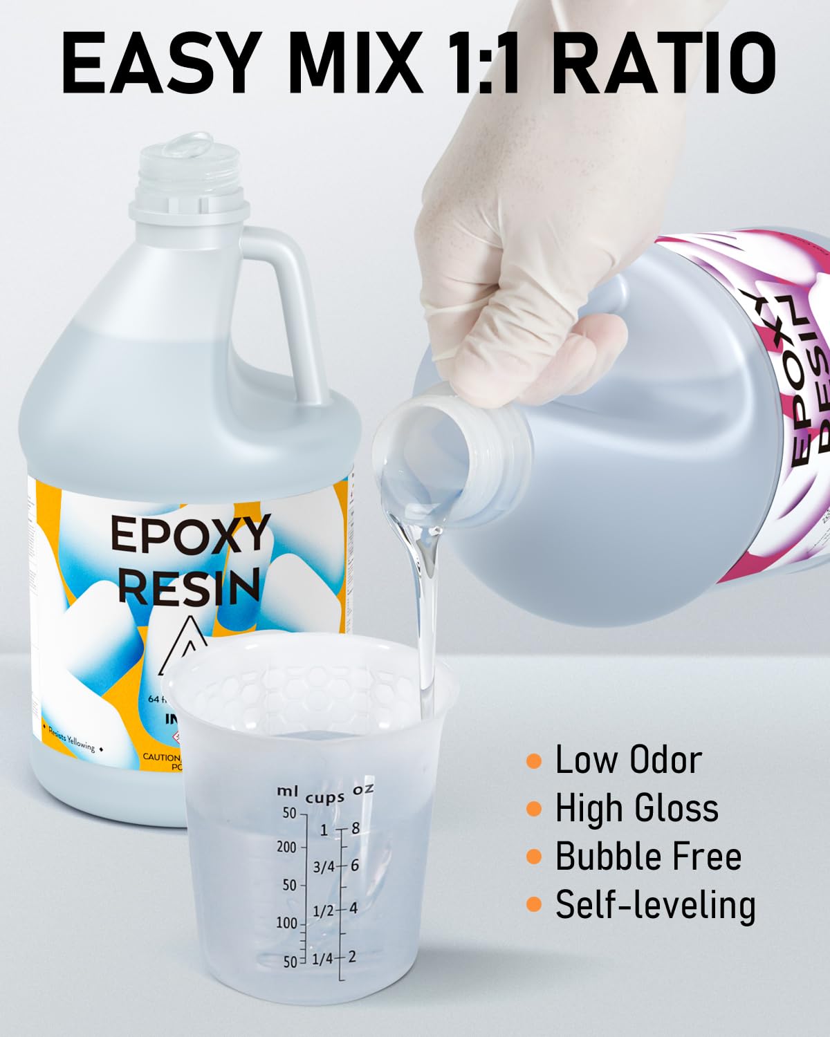 INCLY 1 Gallon Epoxy Resin Kit - Crystal Clear, Bubbles Free, UV Resistant, Food Safe for Coating & Casting, Table Top, Wood, Jewelry, Mica Pigment Powder, Art, Craft, 1:1 Ratio