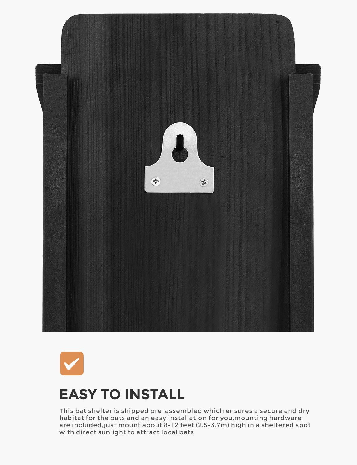 INCLY Small Bat House Kit for Outdoors 14.6"x6.7"x2.2" Shelter Box Roosting Single Chamber Black Natural Cedar Wood, Pre-Finished Easy to Install