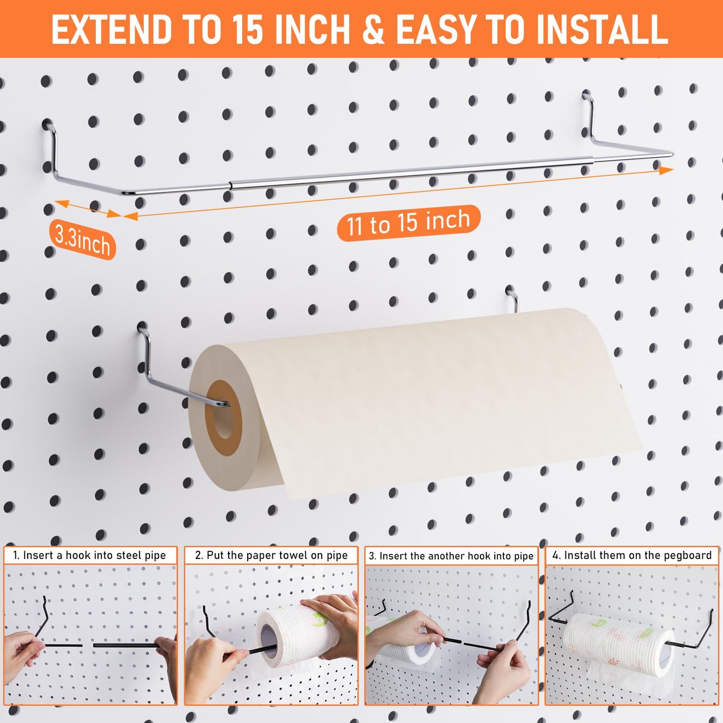 INCLY 30PCS Peg Board Organizer Accessories Kit, Pegboard Hooks Assortment with Bins, Cups, Wire Baskets and Paper Towel Holder for 1/8“ and 1/4” Pegboard Garage Workbench Craft Room Organizing Tools
