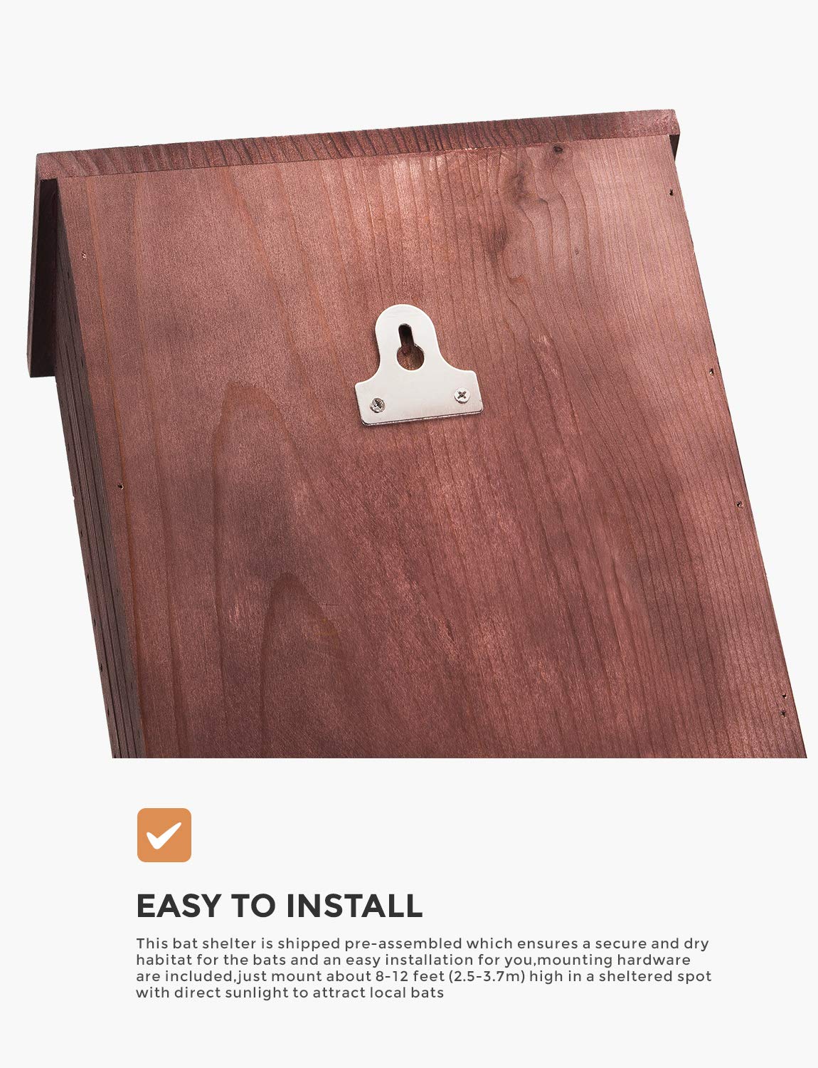 INCLY Bat House for Outdoors 15"x9.2"x3.2" Shelter Box kit Double Chamber Dark Natural Cedar Wood, Pre-Finished Easy to Install