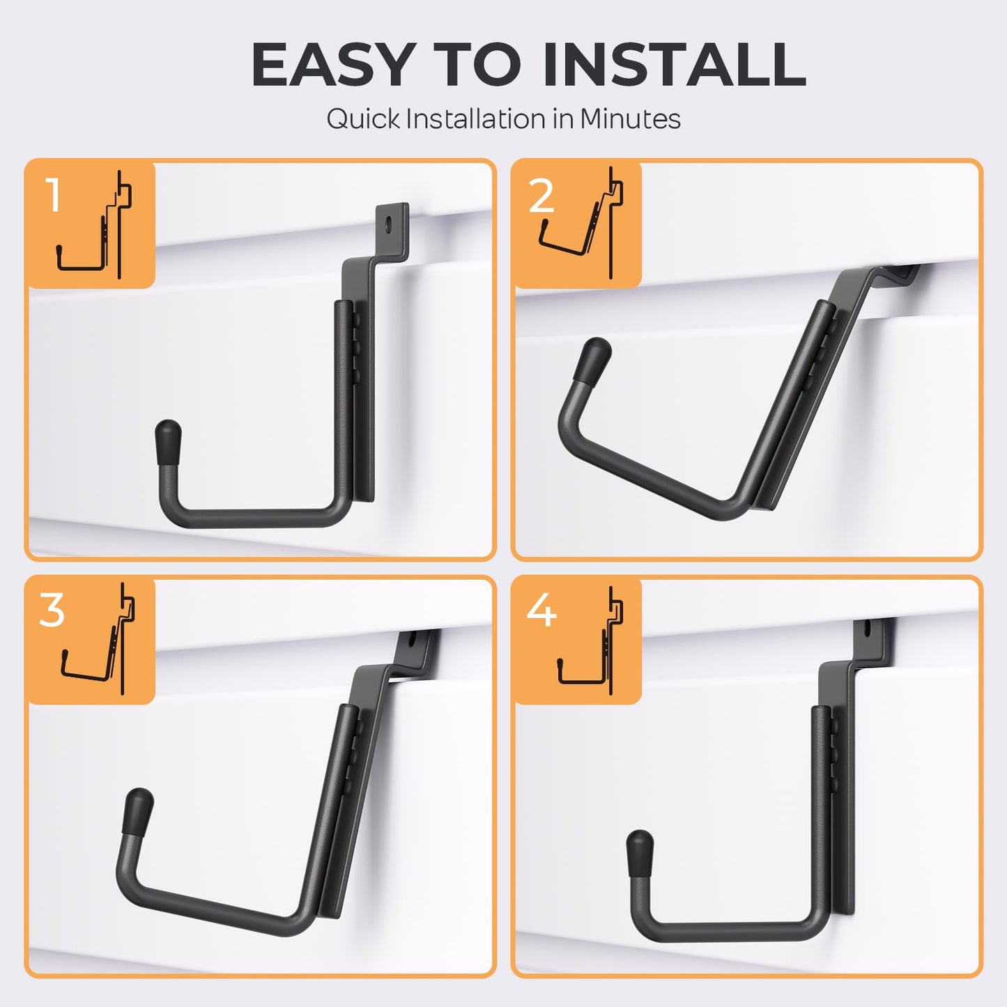 INCLY 25 Pack J-Shaped Slatwall Hooks, Heavy Duty Slat Wall Hanging Hook and Hanger, Slatwall Panel Accessories Display Hooks for Garage, Kitchen, Retail Store