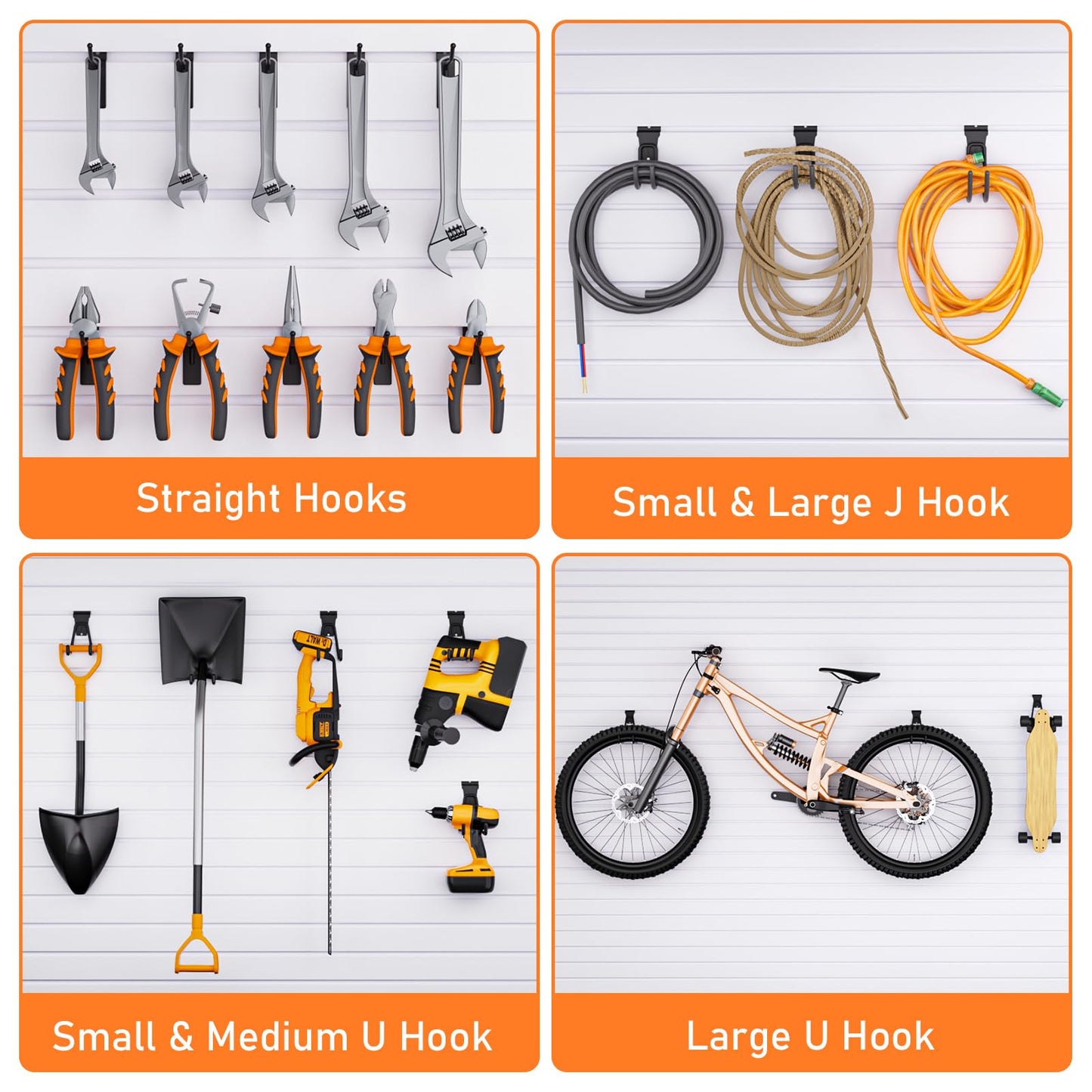 INCLY 24 Pack Heavy Duty Slatwall Hooks, Black Garage Slatwall Panel Accessories Utility Hooks, Slat Wall Hanging Hooks and Hangers for Garages, Sheds, Basements