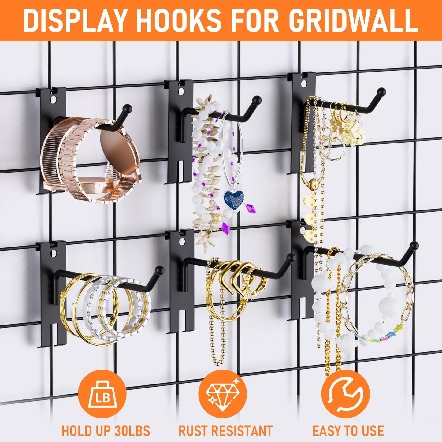 INCLY 6 Inch Gridwall Hooks, 60 Pack Heavy Duty Black Display Hooks for Grid Wall Panels, Gridwall Accessory for Storage Display Clothes in Retail Shop Garage