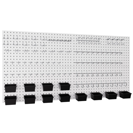 INCLY 158PCS Metal Pegboard Wall Organizer, 48x24 Inch Black Pegboard Panels Tool Organizer Kit with Accessories Hooks and Bins, Peg Board Utility Tool Storage for Garage Workbench Shed