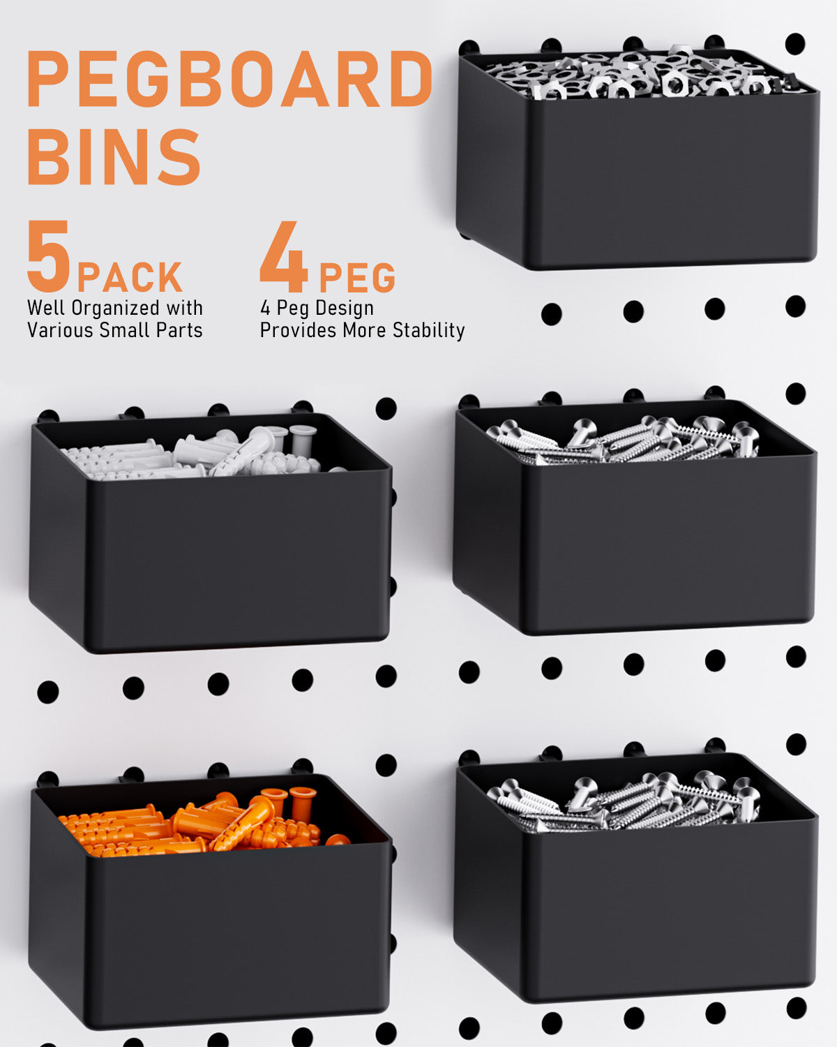 INCLY 278PCS Pegboard Accessories Organizer Kit, Peg Board Hooks Set With Bins For Organizing