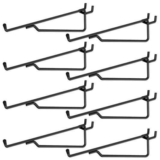 INCLY 8" Pegboard Shelf Hooks, 8 Pack Black Pegboard Shelf Brackets Hooks, 1/4 Inch Peg Board Organizer Accessories Display and Storage Rack for Garage Workbench Craft Room Office
