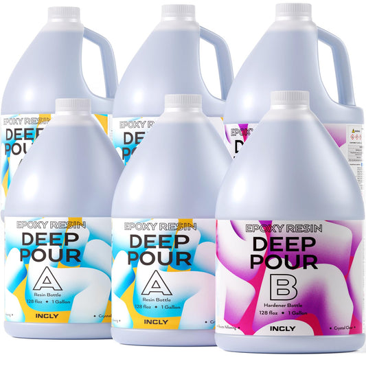 INCLY 6 Gallon Deep Pour Epoxy Resin Kit, 2 to 4 Inch Depth Deep Pour Resin, High Gloss & Bubbles Free for Art Craft River Table, Wood Filler, Bar Top, Coating, Casting, Self Leveling Epoxy Resin 2:1