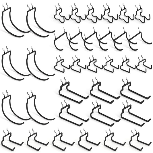 INCLY 36 Pack Heavy Duty 1/4 Inch Pegboard Hooks, Large Black Pegboard Drill Holder Tool Utility Hook, Double Peg Board Hooks Accessories for Hanging Power Tools, Drill, Workbench, Garage