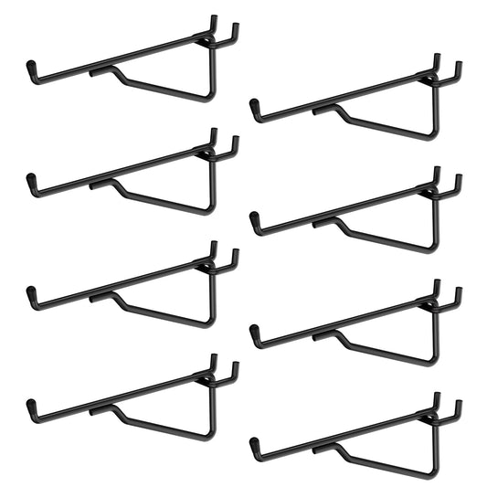 INCLY 6" Pegboard Shelf Hooks, 8 Pack Black Pegboard Shelf Brackets Hooks, 1/4 Inch Peg Board Organizer Accessories Display and Storage Rack for Garage Workbench Craft Room Office
