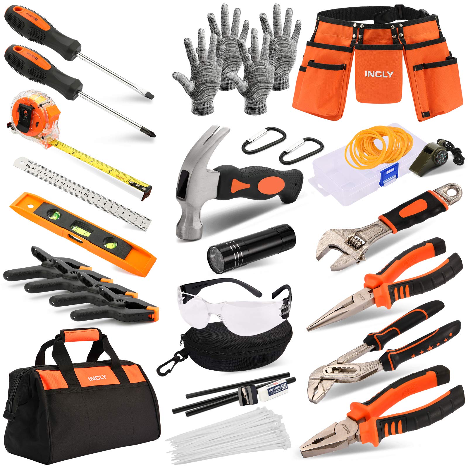 INCLY 95 PCS Real Tool Set, Small Real Hand Tools Kit, Construction Le