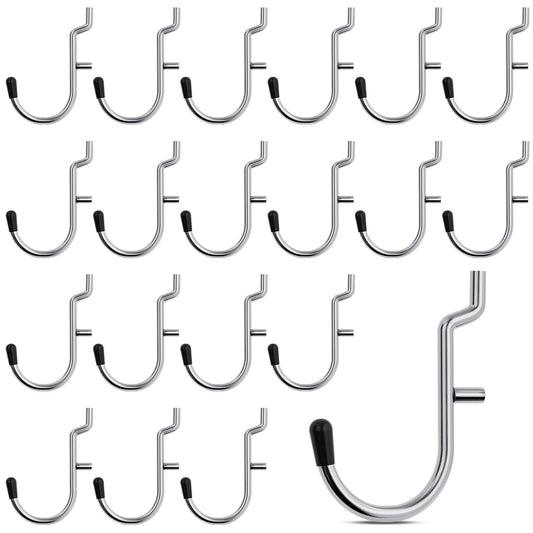 INCLY 1/4 Inch Pegboard Hooks, 100PCS Heavy Duty Metal Pegboard J Hooks Accessories with Peg Locks & Rubber Tipped, Peg Board Tool Hangers Fit 1/4" Pegboard for Wall Hanging Tools or Display Jewelry