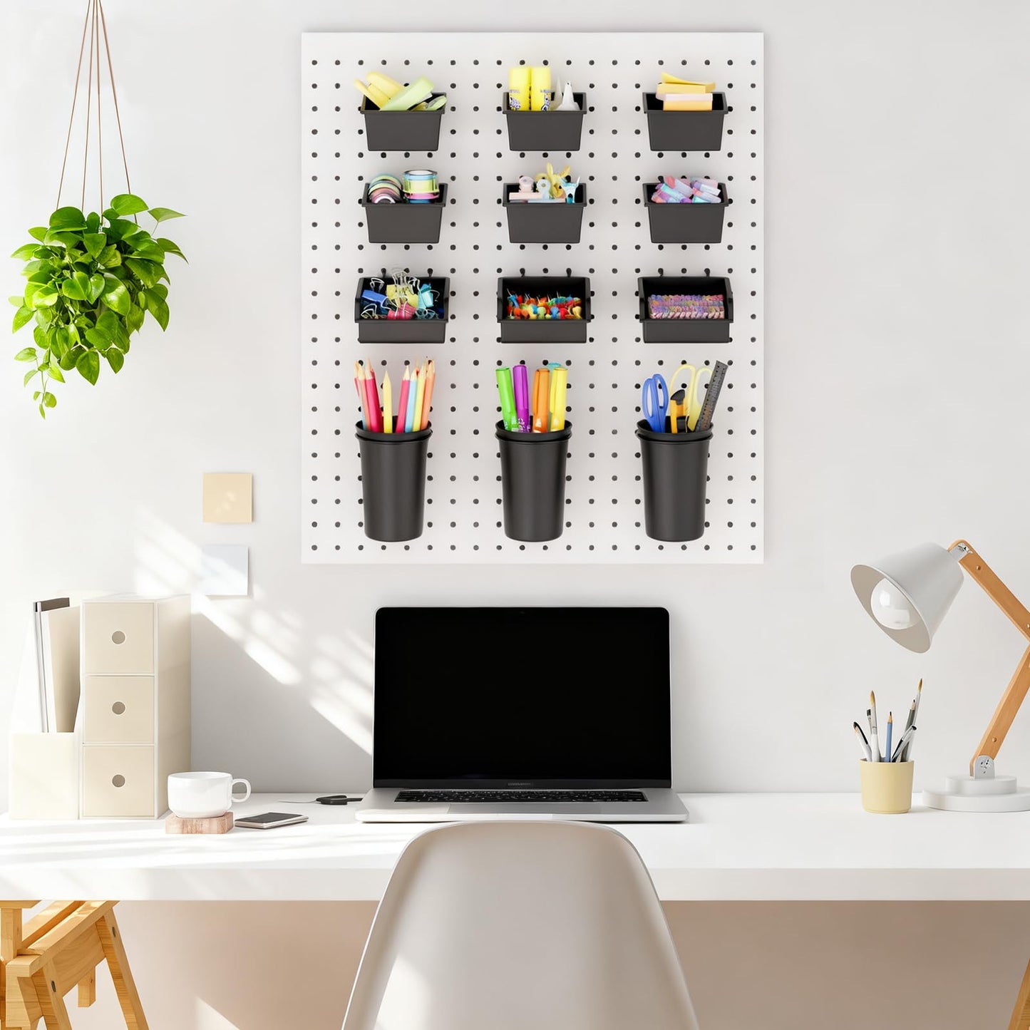 INCLY 12 Pack Pegboard Bins & Cups with Hooks, Peg Board Organizer Accessories Assortment Kit, Peg Board Tools Accessory Storage for 1/8“ and 1/4” Pegboard Garage Workbench Craft Room Office Hobby