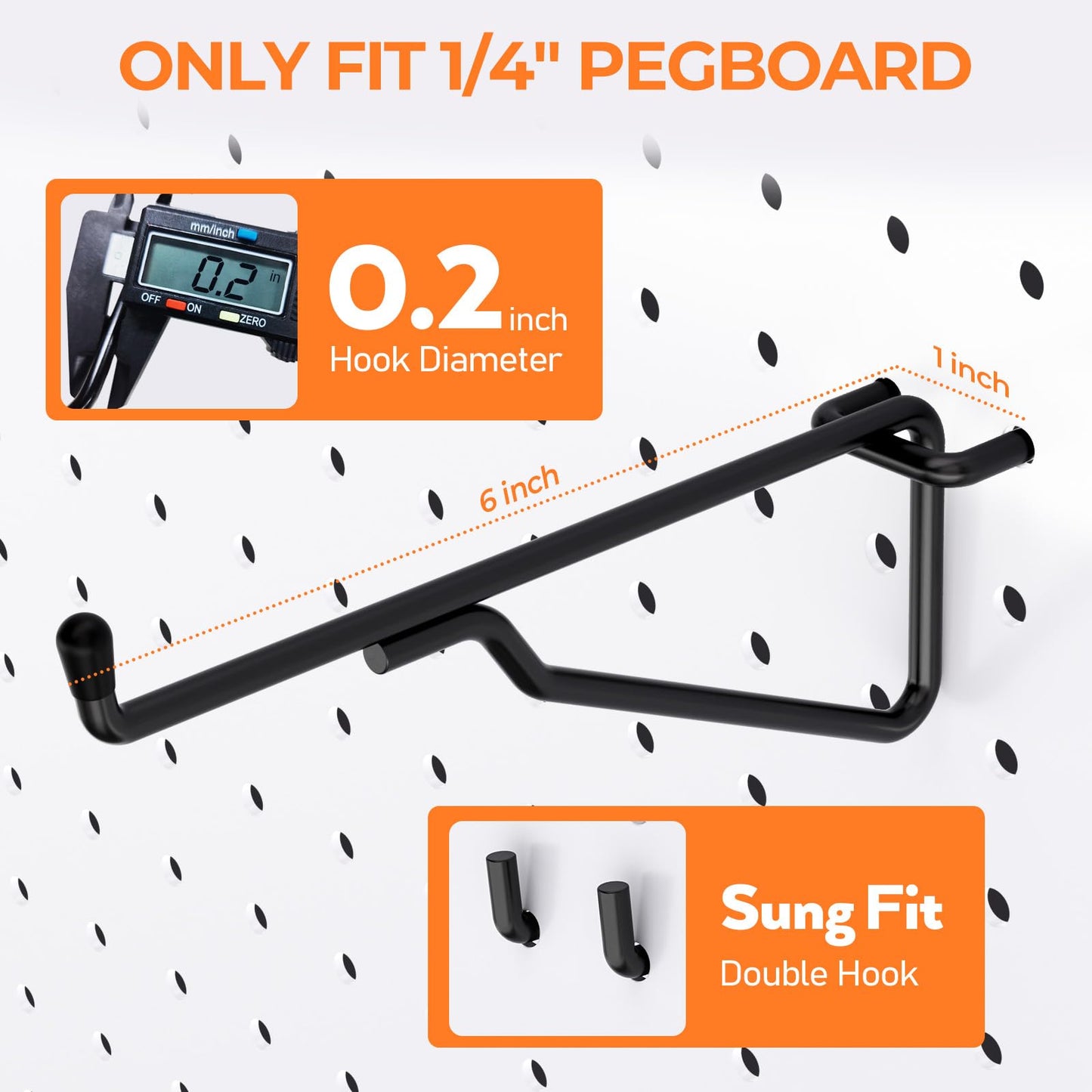 INCLY 6" Pegboard Shelf Hooks, 8 Pack Black Pegboard Shelf Brackets Hooks, 1/4 Inch Peg Board Organizer Accessories Display and Storage Rack for Garage Workbench Craft Room Office