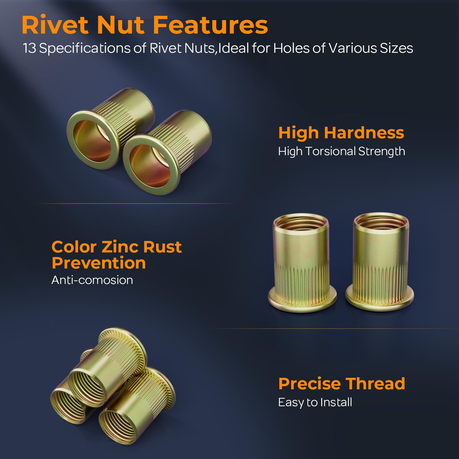 INCLY 480PCS SAE & Metric Rivet Nuts Assortment Kit, Rivet Nut Kit, M3