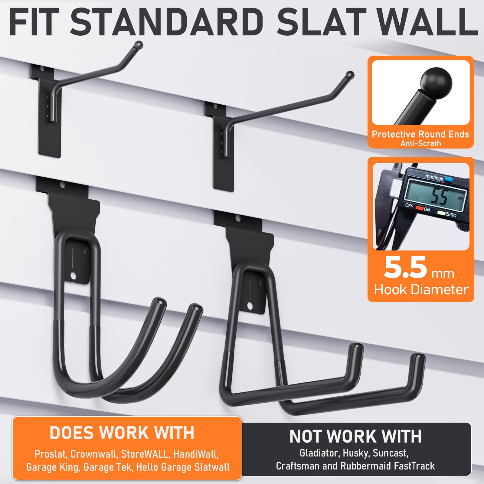 INCLY 24 Pack Heavy Duty Slatwall Hooks - Thumbnail 2