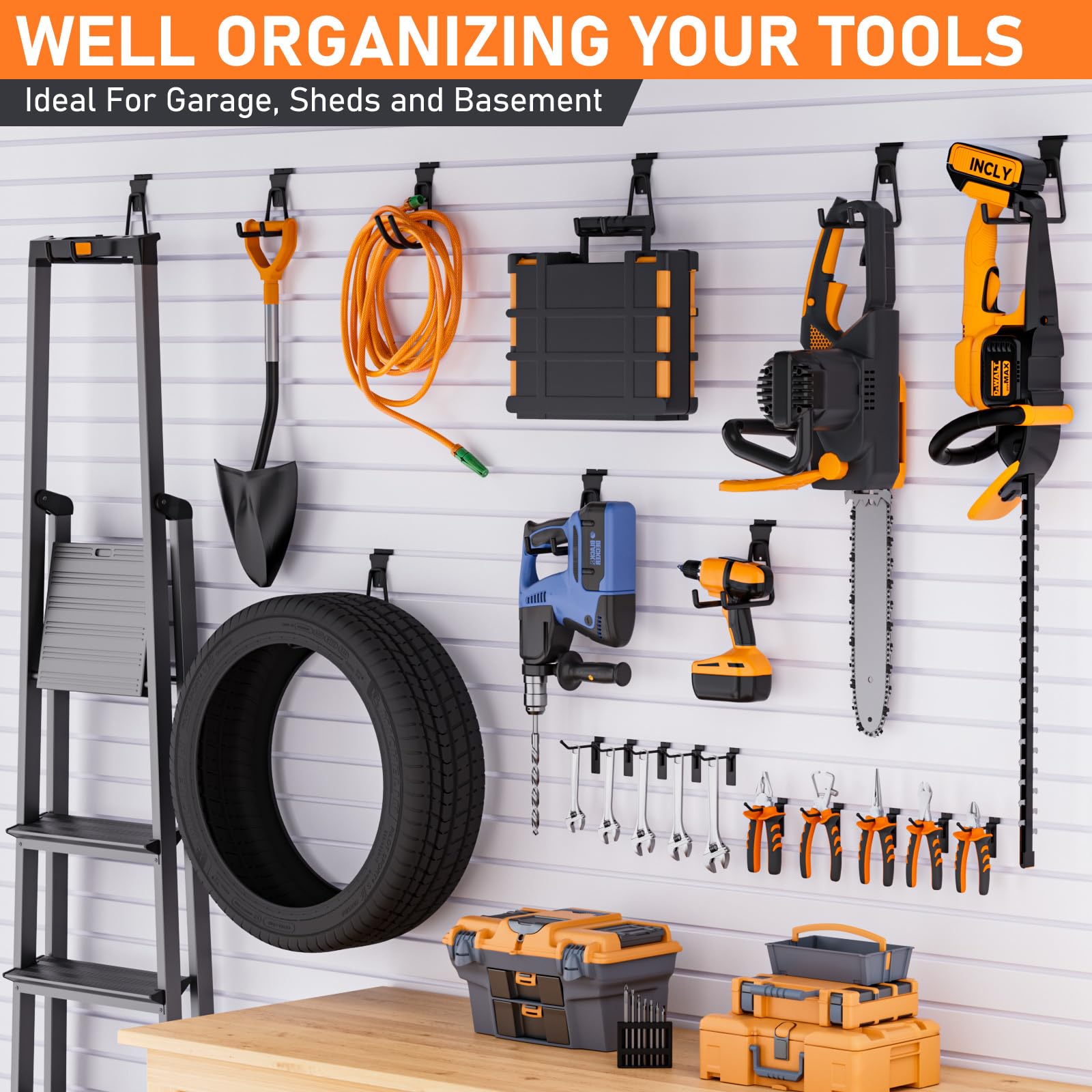 INCLY 24 Pack Heavy Duty Slatwall Hooks - Thumbnail 5